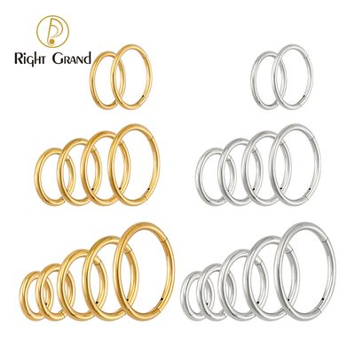 Right Grand Mirror Polish Titanium ASTM F136 Implant Grade Plain Classic Hinged Septum Clicker Nose Rings