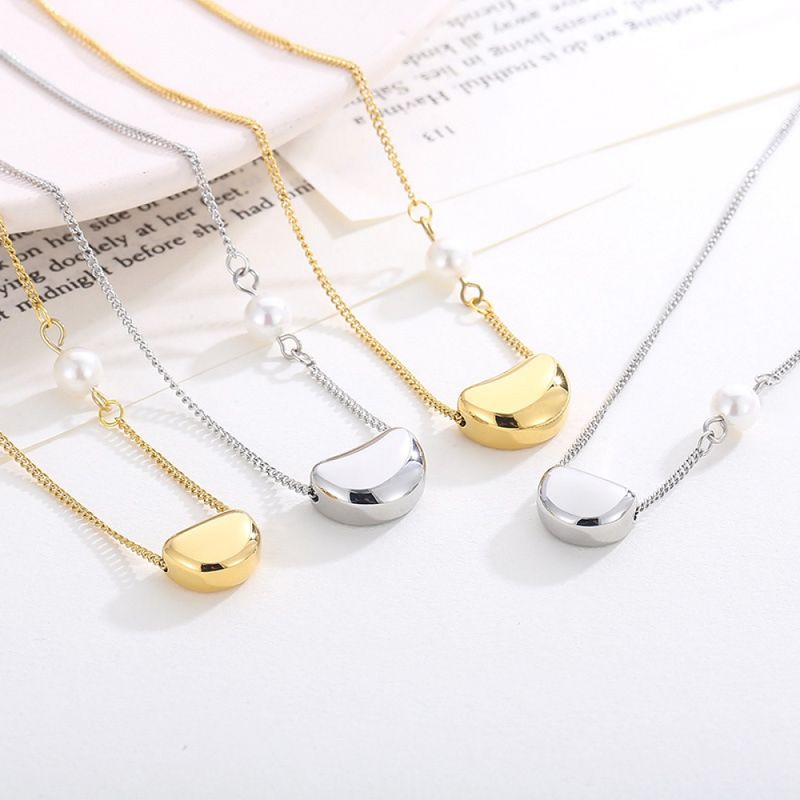 Right Grand Custom Women Fashion Jewelry Gold Plated Love Heart Pendant Pearl Necklaces Bracelet Valentines Jewelry Set