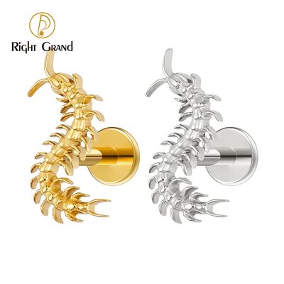 Right Grand ASTM F136 Titanium 16G Internal Thread Gothic Centipede Cartilage Earring Punk Helix Tragus Conch Snug Ear Labret Piercing Jewelry Right Grand ASTM F136 Titanium 16G Internal Thread Gothic Centipede Cartilage Earring Punk Helix Tragus Conch Snug Ear Labret Piercing Jewelry
