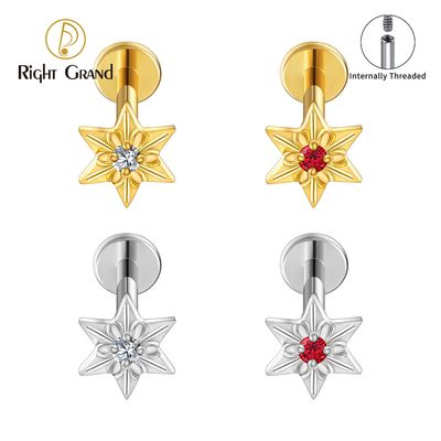 Right Grand ASTM F136 Titanium Internal Thread Hexagram CZ Cluster Cartilage Earring 16G Mini CZ Labret Tragus Helix Medusa Flat Back Piercing Right Grand ASTM F136 Titanium Internal Thread Hexagram CZ Cluster Cartilage Earring 16G Mini CZ Labret Tragus Helix Medusa Flat Back Piercing