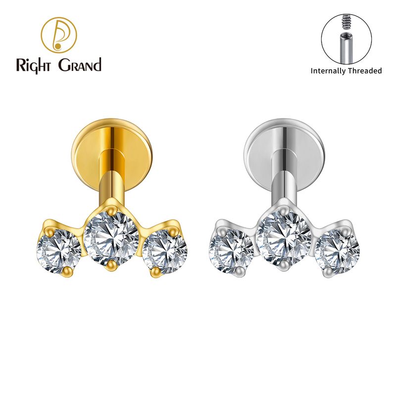 Right Grand ASTM F136 Titanium Internal Thread Triple CZ Cluster Cartilage Earring 16G Mini CZ Labret Tragus Helix Medusa Flat Back Piercing Right Grand ASTM F136 Titanium Internal Thread Triple CZ Cluster Cartilage Earring 16G Mini CZ Labret Tragus Helix Medusa Flat Back Piercing