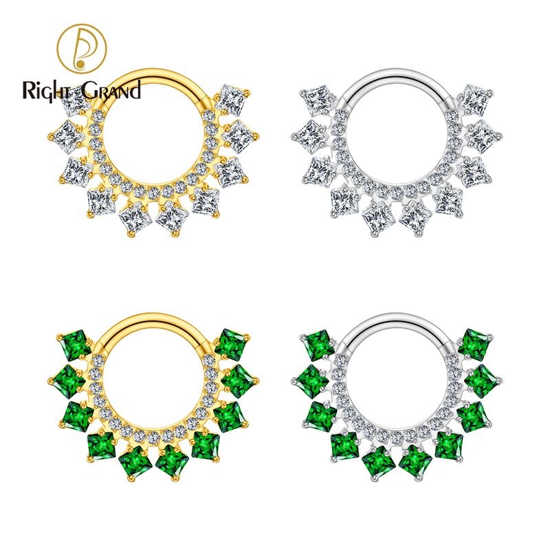Right Grand ASTM F136 Titanium CZ Huggie Hoop Earring 16G Simple Geometric Septum Nose Clicker Ring