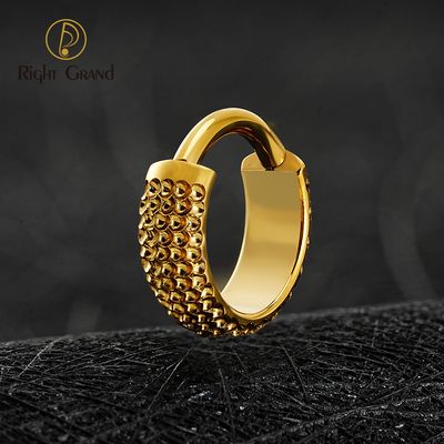 Right Grand ASTM F136 Titanium 16G Wide Hammered Conch Clicker Hoop 8/10/12mm Punk Hinged Segment Clicker Septum Helix Piercing