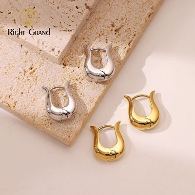 Right Grand Stainless Steel Polish Smooth U Shape Earring for Women Waterproof Hypoallergenic Jewelry Gift