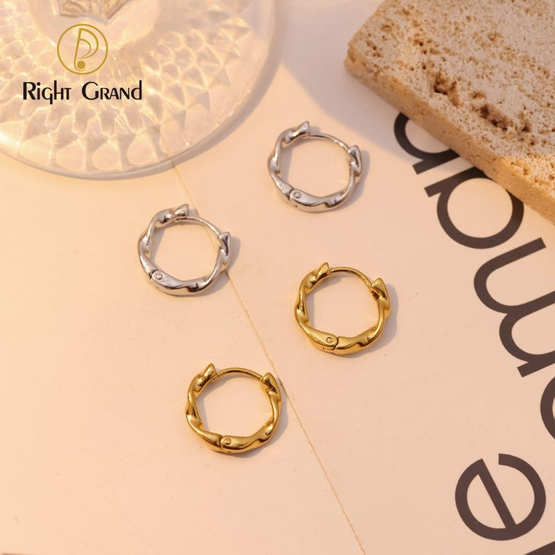 Right Grand Twisted Small Hoop Earrings Non Tarnish Stainless Steel Hoop Huggies Earrings Jewelry