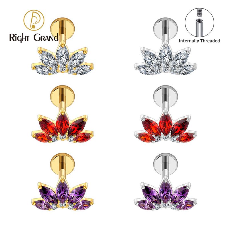 Right Grand ASTM F136 Titanium 16G Internal Threaded Marquise CZ Flower Flat Back Stud Labret Tragus Helix Cartilage Conch Earring Piercing Right Grand ASTM F136 Titanium 16G Internal Threaded Marquise CZ Flower Flat Back Stud Labret Tragus Helix Cartilage Conch Earring Piercing