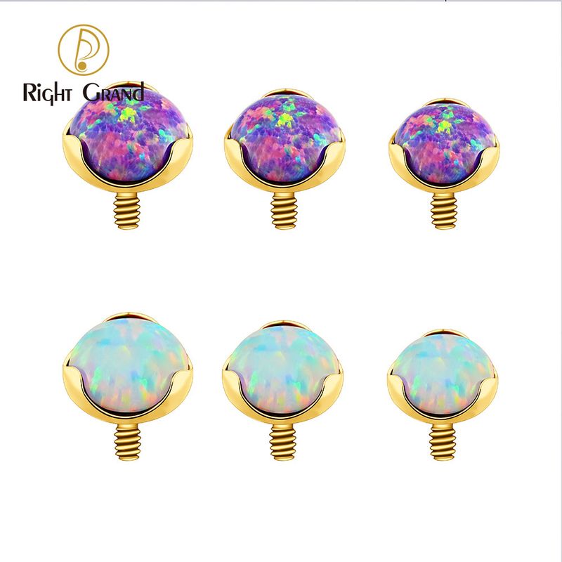 Right Grand ASTM F136 Titanium 3/4/5mm Opal Flat Back Earring 16G Dainty Tragus Nose Cartilage Stud Lip Piercing Top