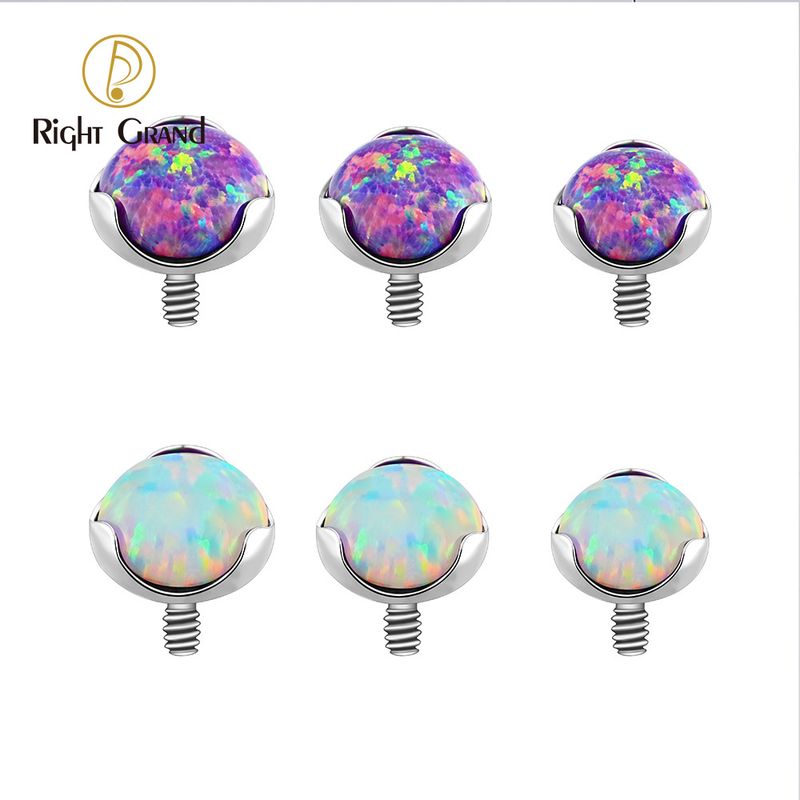 Right Grand ASTM F136 Titanium 3/4/5mm Opal Flat Back Earring 16G Dainty Tragus Nose Cartilage Stud Lip Piercing Top