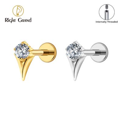 Right Grand ASTM F136 Titanium 16G Internal Threaded Tulip Cartilage Earring 16G Flat Back Labret Stud Tragus Helix Piercing Jewelry