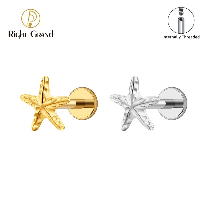 Right Grand ASTM F136 Titanium 16G Internal Threaded Starfish Cartilage Earring 16G Flat Back Labret Stud Tragus Helix Piercing Jewelry Right Grand ASTM F136 Titanium 16G Internal Threaded Starfish Cartilage Earring 16G Flat Back Labret Stud Tragus Helix Piercing Jewelry