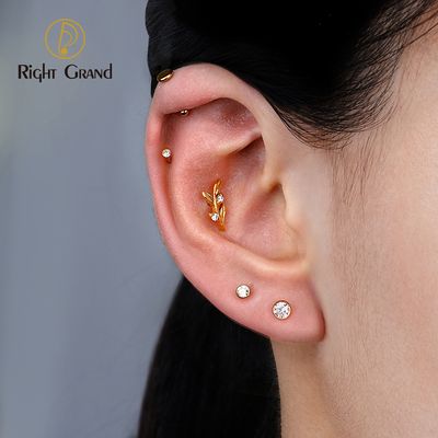 Right Grand  ASTM F136 Titanium 16G Internal Thread Tree Branch Cartilage Earring Helix Stud Tragus Labret Piercing Jewelry