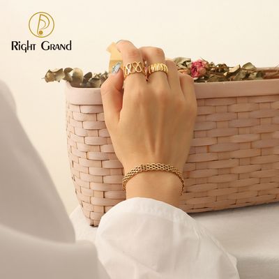 Right Grand Stainless Steel Gold Plated Wide Chain Bracelets