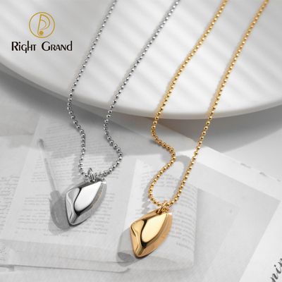 Right Grand Simple Quality Stainless Steel 18k Gold Plated Jewelry Irregular Square Solid Pendant Bead Chain Necklace