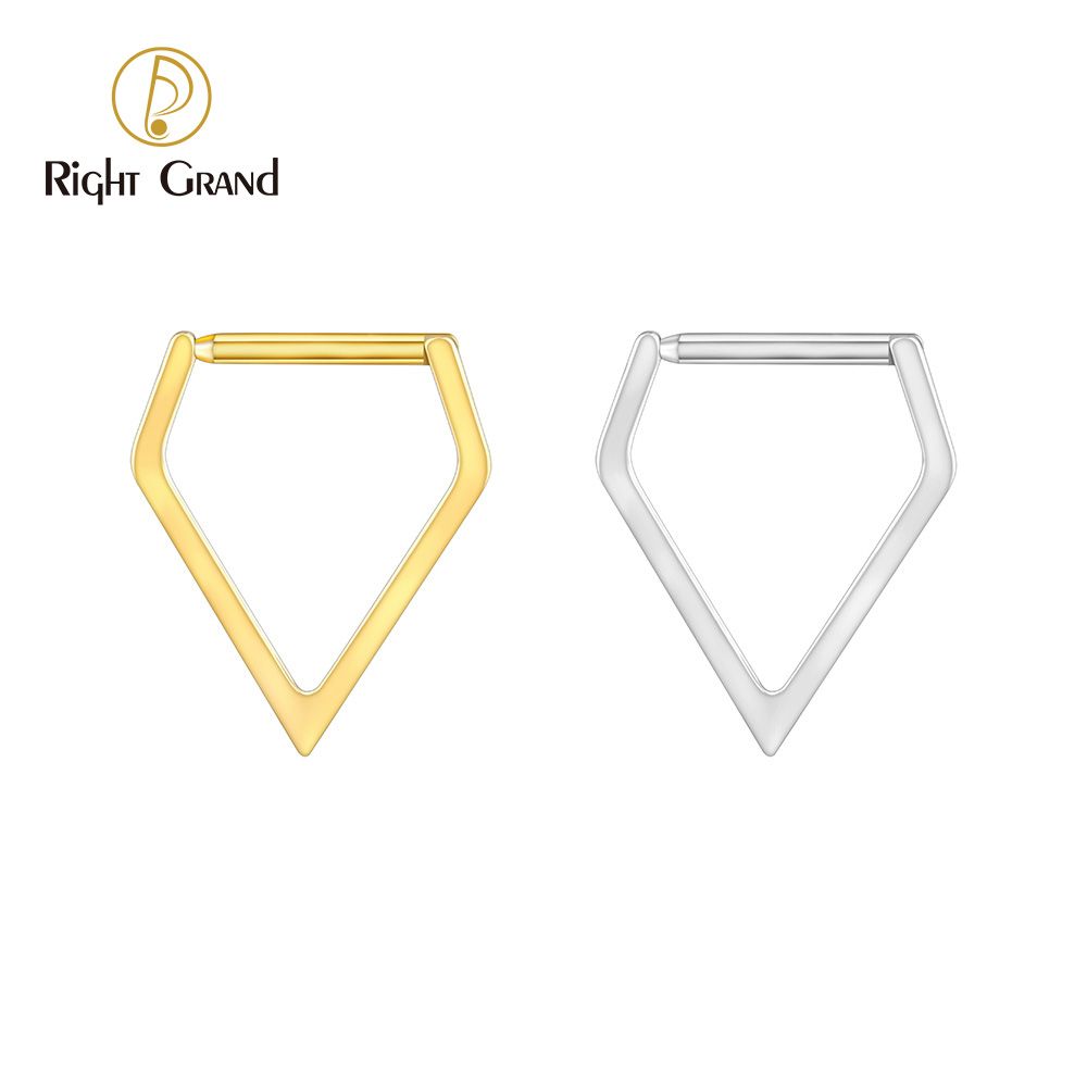Right Grand ASTM F136 Titanium Pentagon Frame Hinged Segment Ring 16G Minimalist V Shaped Septum Clicker Nose Piercing Jewelry