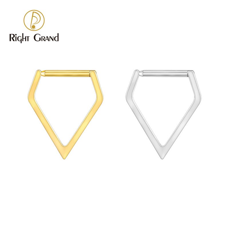 Right Grand ASTM F136 Titanium Pentagon Frame Hinged Segment Ring 16G Minimalist V Shaped Septum Clicker Nose Piercing Jewelry