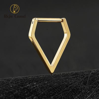 Right Grand ASTM F136 Titanium Pentagon Frame Hinged Segment Ring 16G Minimalist V Shaped Septum Clicker Nose Piercing Jewelry