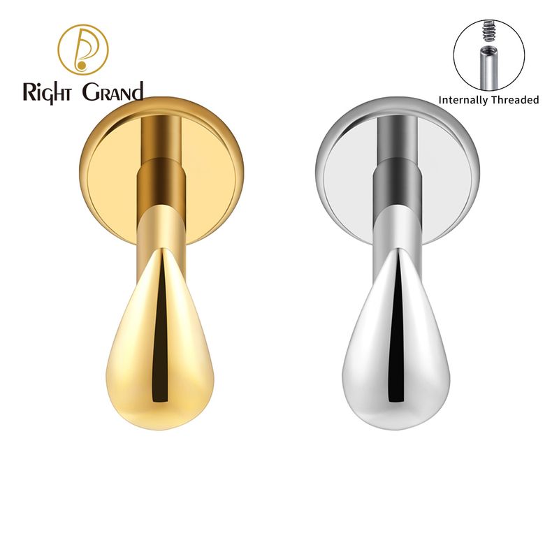 Right Grand ASTM F136 Titanium Mini Teardrop Cartilage Earring 16G Waterdrop Forward Helix Tragus Stud Labret Piercing Jewelry