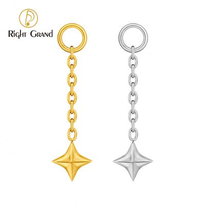 Right Grand ASTM F136 Titanium Chain Star Pendant Charm for Ear Lobe Dangle Hoop Huggie Earrings Piercing Jewelry