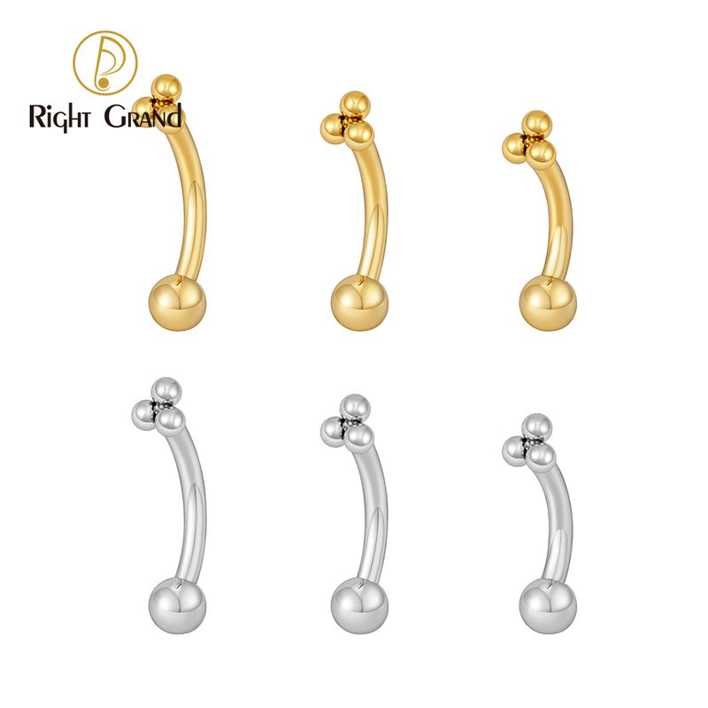 Right Grand ASTM F136 Titanium Trinity Bead Ashley Lip Stud 16G Curved Barbell Helix Cartilage Medusa Labret Rook Ear Piercing