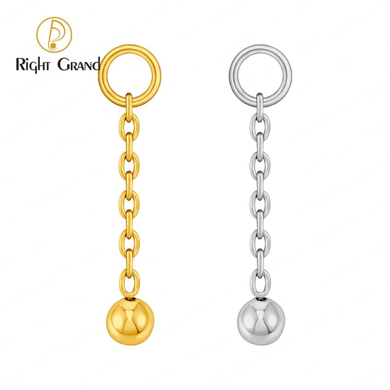Right Grand ASTM F136 Titanium Chain Ball Pendant Charm for Ear Lobe Dangle Hoop Huggie Earrings Piercing Jewelry