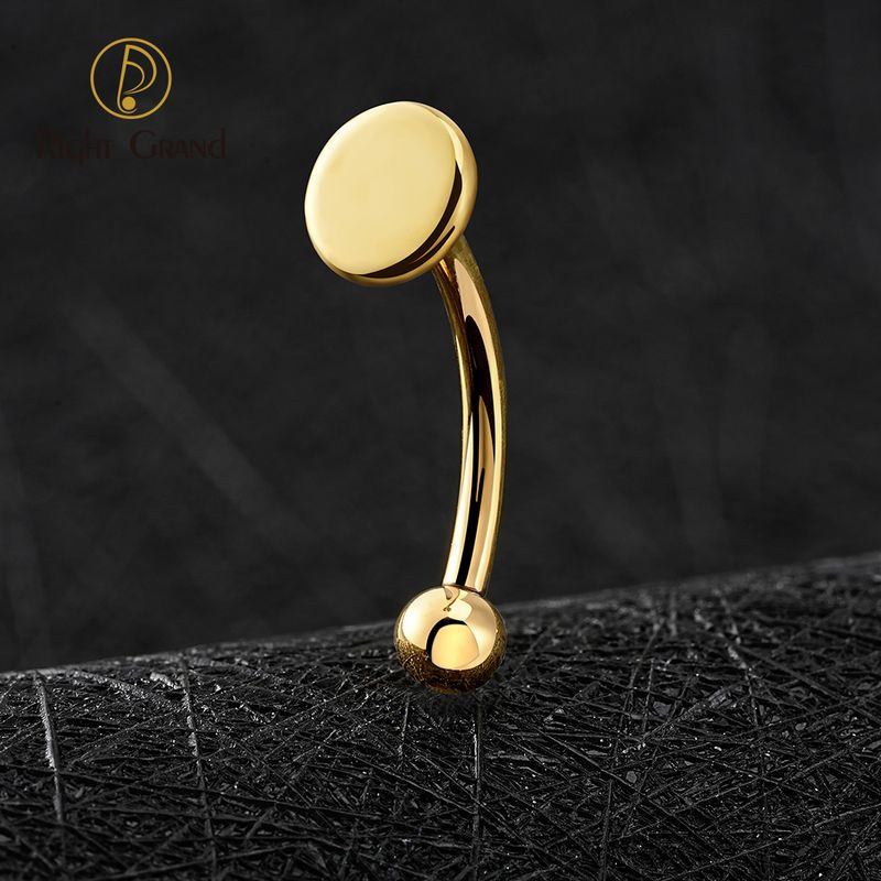 Right Grand ASTM F136 Titanium Round Disc Vertical Labret Stud 16G Curved Barbell Rook Earring Cartilage Ear Piercing Jewelry