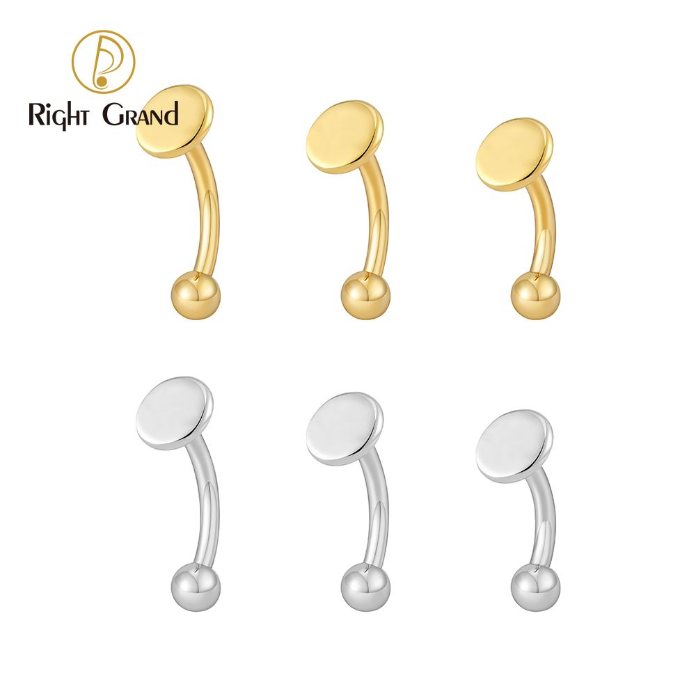 Right Grand ASTM F136 Titanium Round Disc Vertical Labret Stud 16G Curved Barbell Rook Earring Cartilage Ear Piercing Jewelry