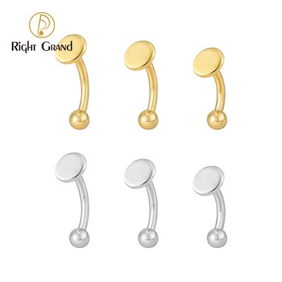 Right Grand ASTM F136 Titanium Round Disc Vertical Labret Stud 16G Curved Barbell Rook Earring Cartilage Ear Piercing Jewelry