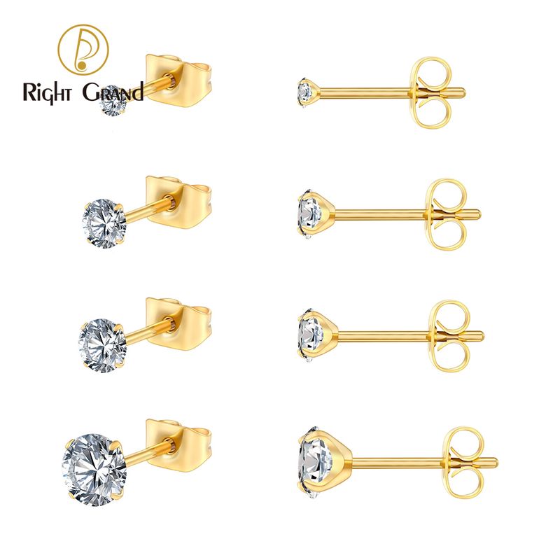 Right Grand ASTM F136 Titanium 2/3/4/5mm CZ Stud Earrings 20G Minimalist Wedding Cartilage Helix Tragus Piercing Jewelry