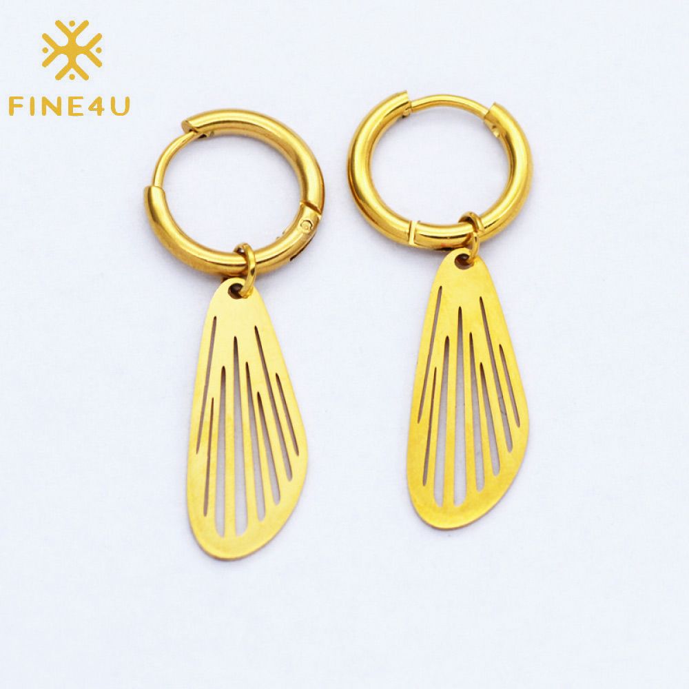 Right Grand Fashion Geometric 14K Gold Plated Jewelry Stainless Steel Sun Hoop Huggie Earrings
