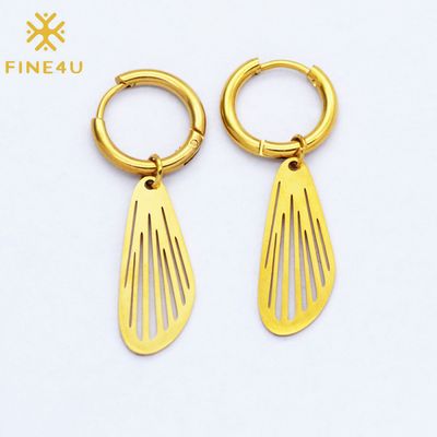 Right Grand Fashion Geometric 14K Gold Plated Jewelry Stainless Steel Sun Hoop Huggie Earrings