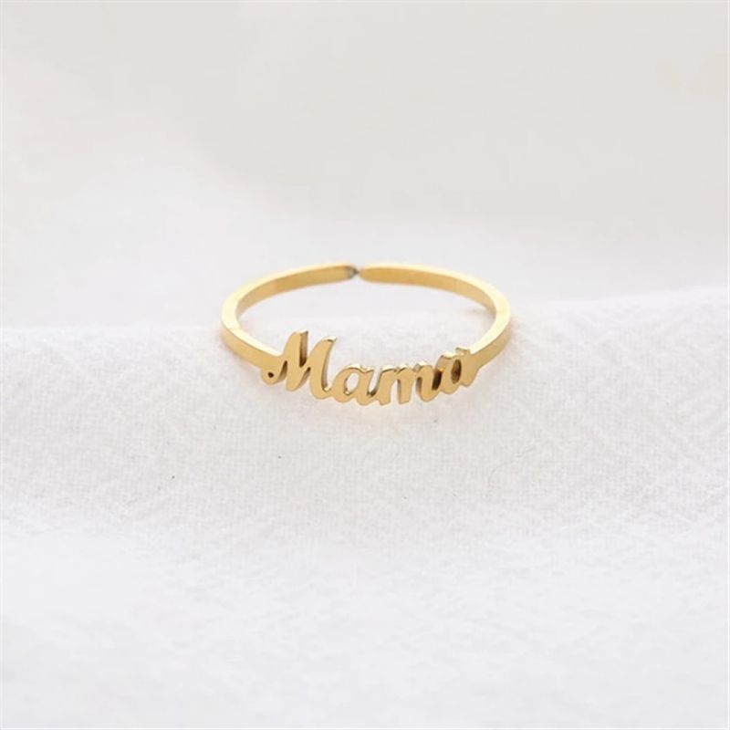 Right Grand Fashion Mother's Day Gift Ideas Adjustable 18K Gold Plated Stainless Steel Jewelry Mama Mom Ring