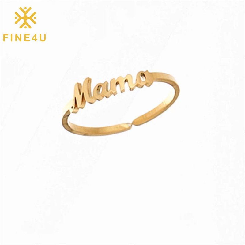 Right Grand Fashion Mother&#39;s Day Gift Ideas Adjustable 18K Gold Plated Stainless Steel Jewelry Mama Mom Ring