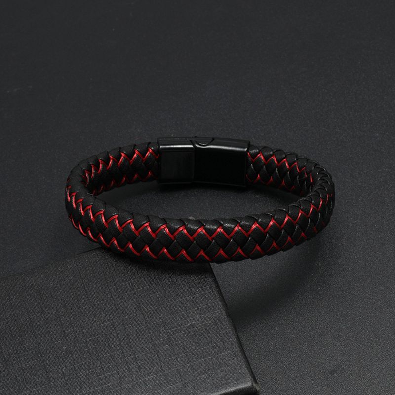Right Grand Personalized Pulseras De Cuero Para Hombres Magnetic Clasp Colorful Braided Mens PU Leather Bracelet