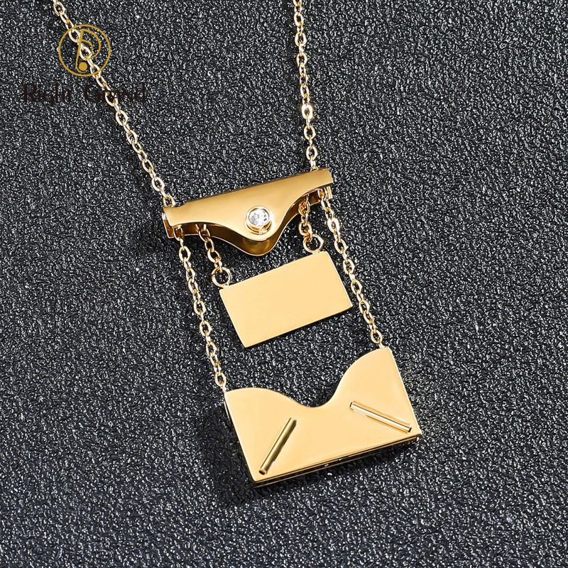 Right Grand Fashion Stainless Steel Custom Blank Jewelry Open Locket Love Letter Secret Message Card Envelope Necklace