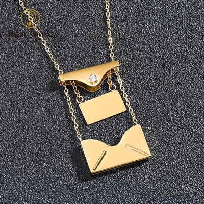 Right Grand Fashion Stainless Steel Custom Blank Jewelry Open Locket Love Letter Secret Message Card Envelope Necklace