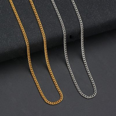 Right Grand Bulk Women Hip Hop Fashion Jewelry Gold Plated Stainless Steel Curb Chain Necklace