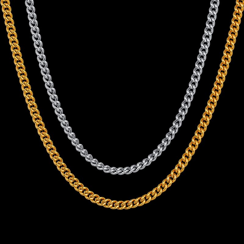 Right Grand Bulk Women Hip Hop Fashion Jewelry Gold Plated Stainless Steel Curb Chain Necklace