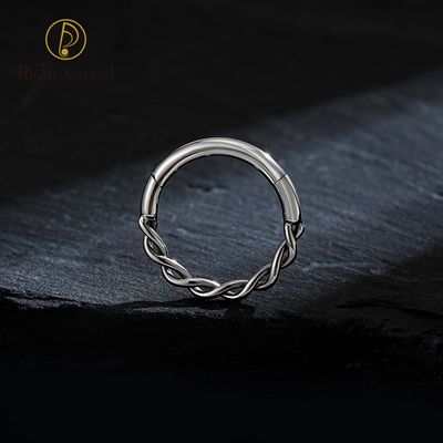 Right Grand ASTM F136 Titanium Twisted Segment Clicker Ring 16G Braided Twist Septum Daith Earring Cartilage Piercing Jewelry