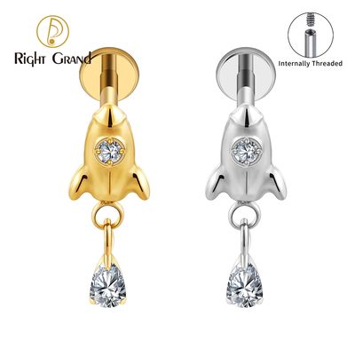 Right Grand ASTM F136 Titanium Internal Thread Rocket Dangle Waterdrop Cubic Zirconia Flat Back Stud Earring 16G Helix Tragus Cartilage Lip Piercing Right Grand ASTM F136 Titanium Internal Thread Rocket Dangle Waterdrop Cubic Zirconia Flat Back Stud Earring 16G Helix Tragus Cartilage Lip Piercing