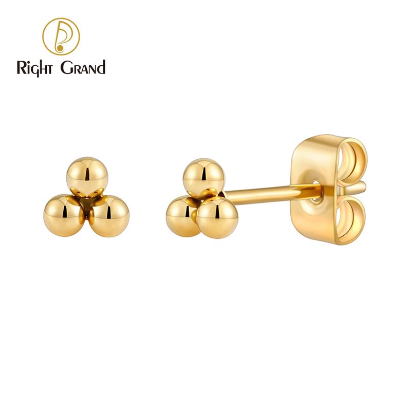 Right Grand ASTM F136 Titanium Trinity Bead Cartilage Earrings 20G Push Back Helix Stud Earlobe Earrings