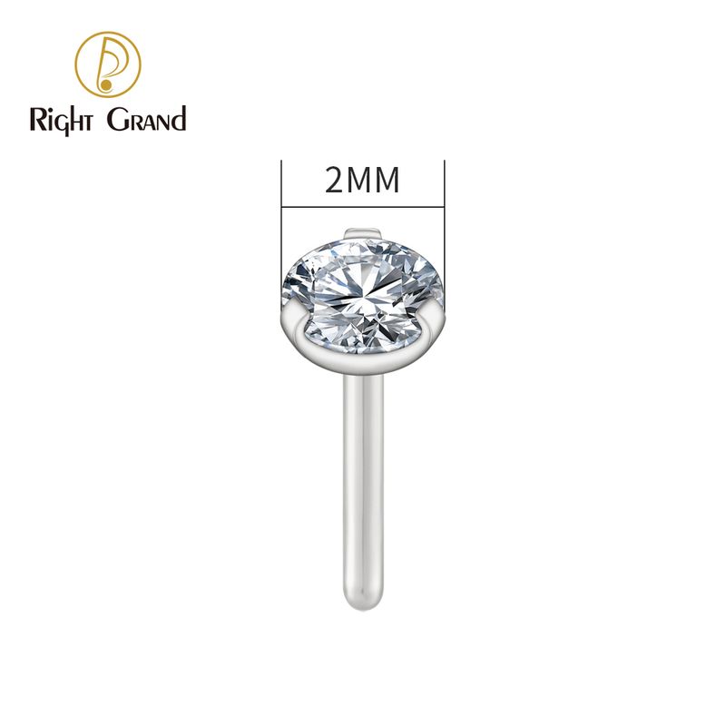 Right Grand ASTM F136 Titanium Prong Setting 18G Threadless Push Pin CZ Top End for Tragus Helix Cartilage Nose Stud Ring Piercing