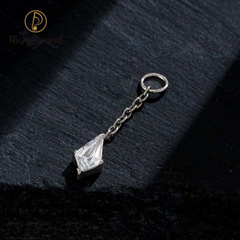 Right Grand ASTM F136 Titanium Dangle Kite CZ Earring Charm Dainty Dangling Chain Pendant for Helix Cartilage Hoop Piercing