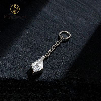 Right Grand ASTM F136 Titanium Dangle Kite CZ Earring Charm Dainty Dangling Chain Pendant for Helix Cartilage Hoop Piercing