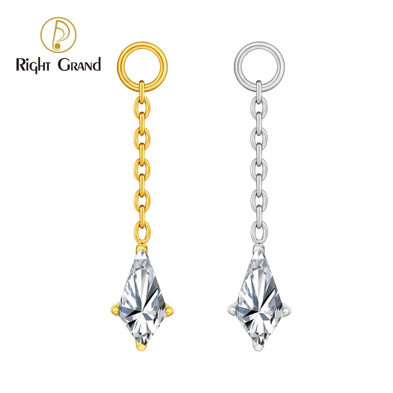 Right Grand ASTM F136 Titanium Dangle Kite CZ Earring Charm Dainty Dangling Chain Pendant for Helix Cartilage Hoop Piercing