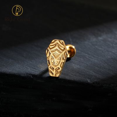 Right Grand ASTM F136 Titanium 16G/18G Threadless Push Pin Coffin with Spider Web Cartilage Piercing 16G Vampire Bat Flat Back Helix Stud Halloween Jewelry