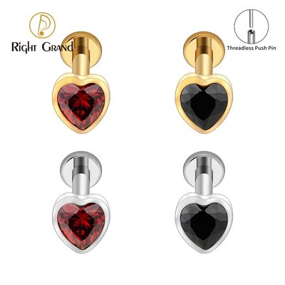 Right Grand ASTM F136 Titanium 16G/18G Threadless Push Pin Heart Shaped CZ Labret Ring Flat Back Cartilage Stud Earring Conch Helix Lip Piercing Jewelry Right Grand ASTM F136 Titanium 16G/18G Threadless Push Pin Heart Shaped CZ Labret Ring Flat Back Cartilage Stud Earring Conch Helix Lip Piercing Jewelry