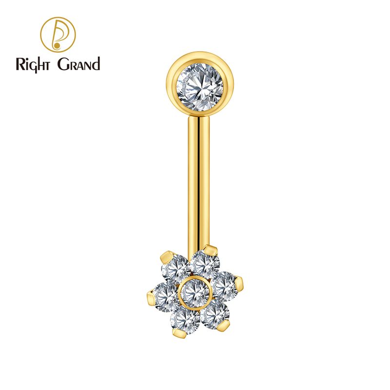 Right Grand ASTM F136 Titanium CZ Flower VCH Piercing 14G L-Bend Barbell Christina Piercing Jewelry