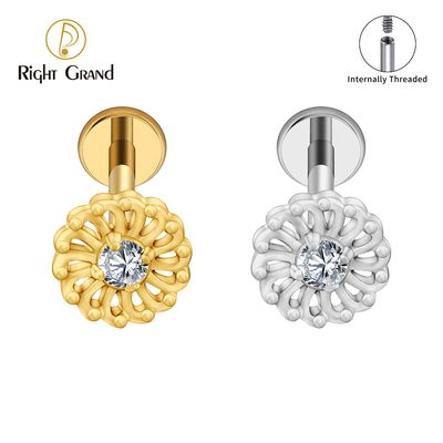 Right Grand ASTM F136 Titanium Internal Thread Floral CZ Cartilage Earring 16G Classic Flower Helix Stud Tragus Nose Piercing Body Jewelry Right Grand ASTM F136 Titanium Internal Thread Floral CZ Cartilage Earring 16G Classic Flower Helix Stud Tragus Nose Piercing Body Jewelry