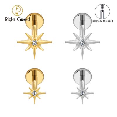 Right Grand ASTM F136 Titanium 16G Internal Thread Sparkling CZ North Star Stud Earring Labret Cartilage Tragus Helix Conch Lobe Piercing Right Grand ASTM F136 Titanium 16G Internal Thread Sparkling CZ North Star Stud Earring Labret Cartilage Tragus Helix Conch Lobe Piercing