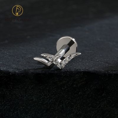 Right Grand ASTM F136 Titanium Internal Thread Double Wild Goose Flat Back Labret 16G Tiny Flying Bird Cartilage Tragus Ear Piercing Jewelry
